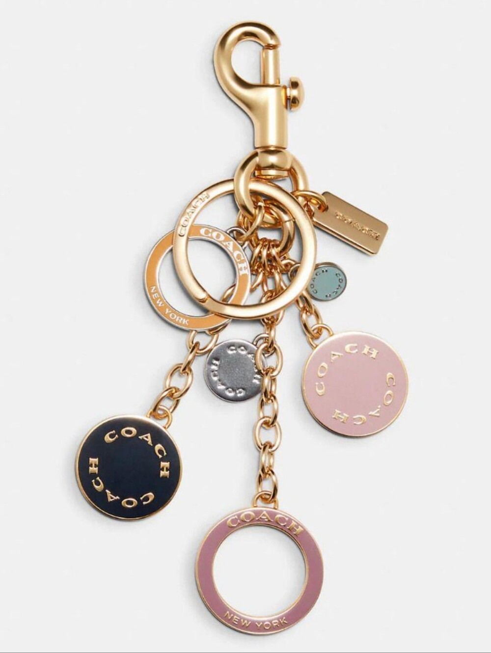 Coach Circles Cluster Bag Charm Keychain Style 1596 Enamel Gold-Tone Authentic